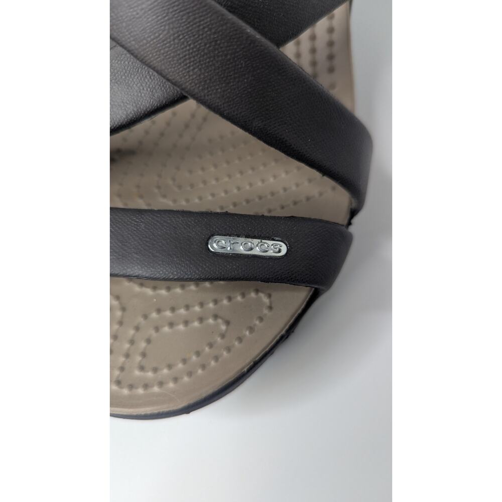 Crocs Cyprus Iv mushroom brown high heels slip on sandals comfort size 7 - Picture 4 of 12